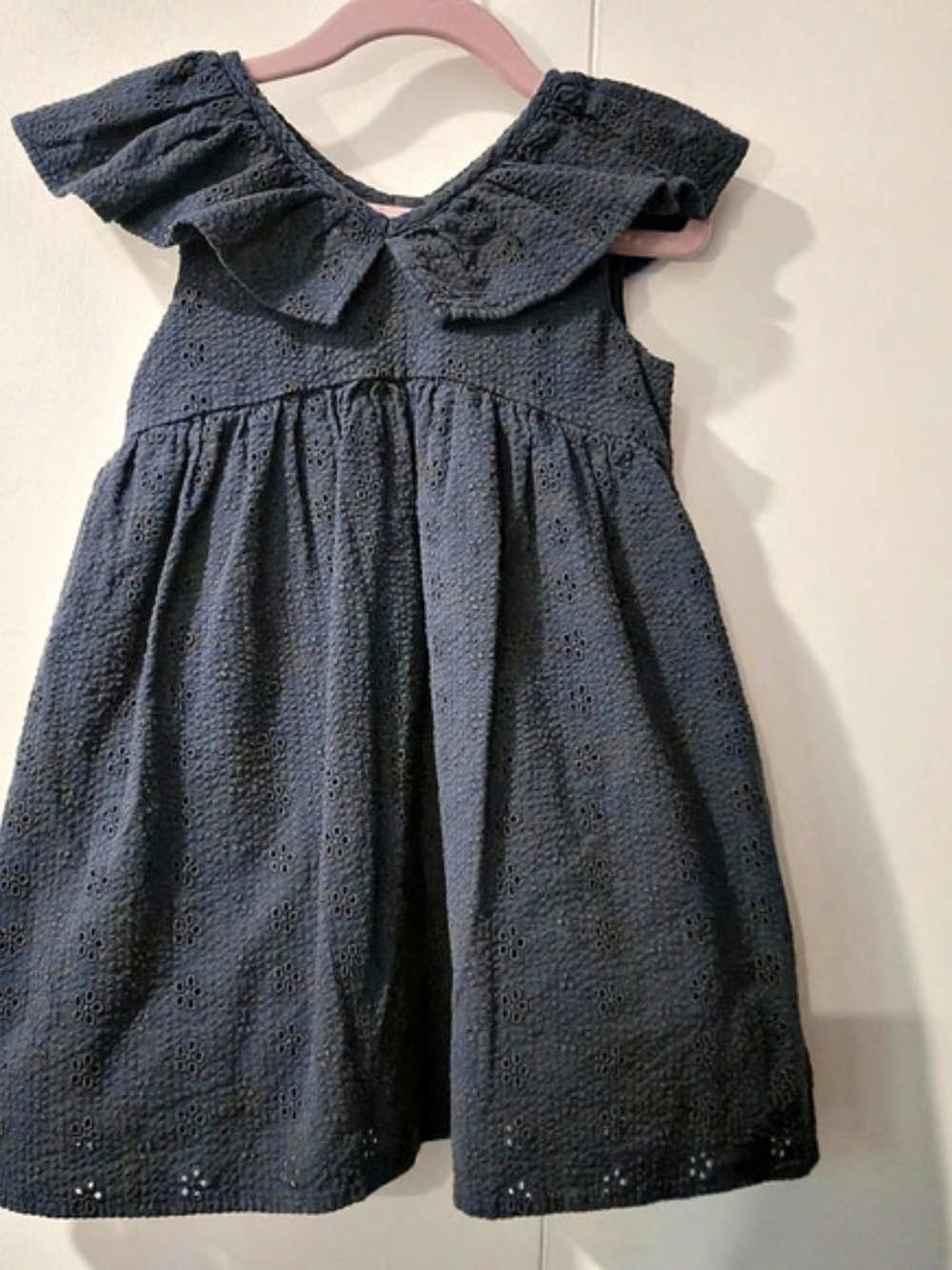 Next Girls 2-3Yrs Blue Eyelet Dress Like New